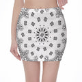 White Paisley Bandana Print Pencil Mini Skirt