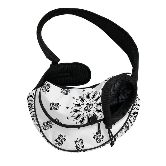 White Paisley Bandana Print Pet Sling Carrier