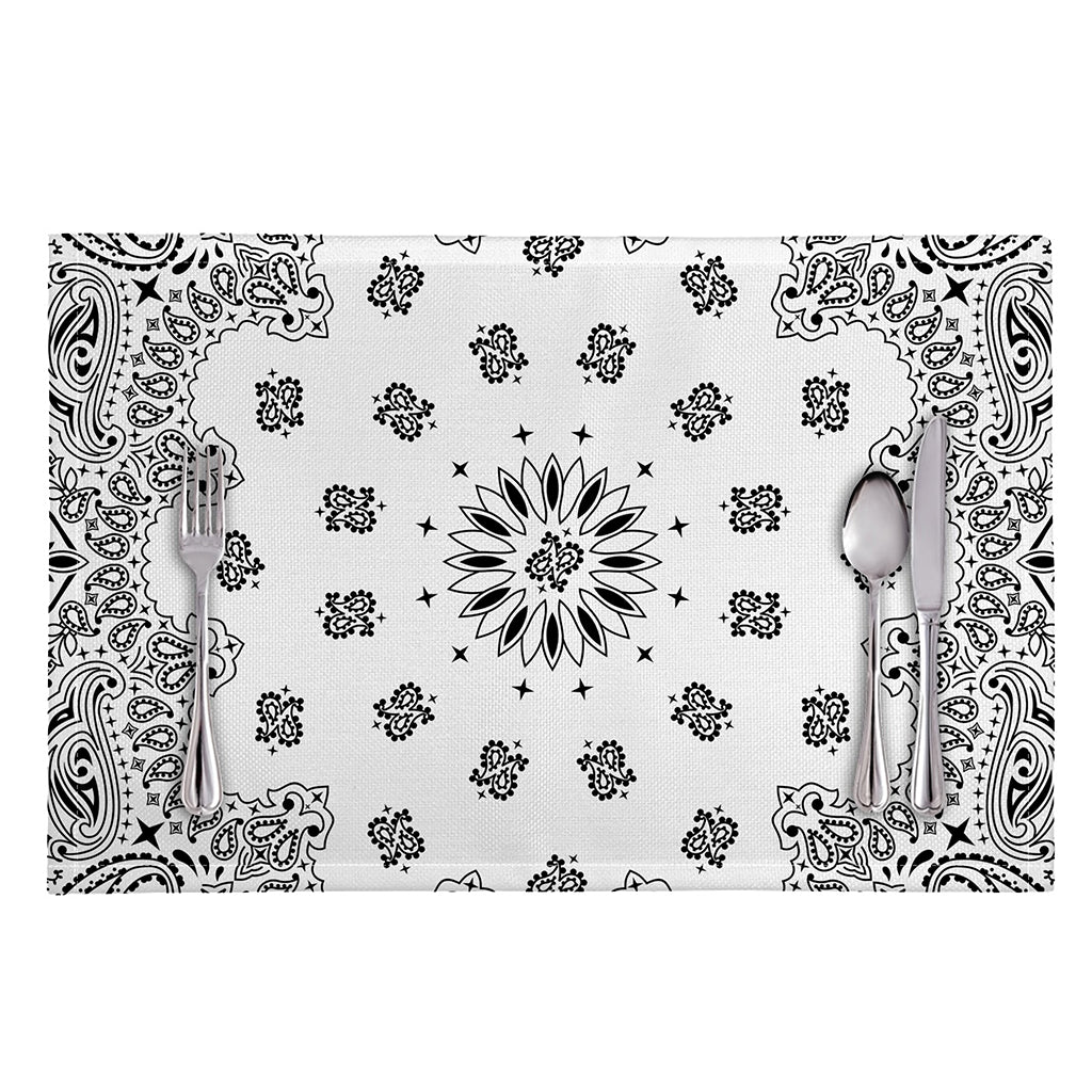 White Paisley Bandana Print Placemat