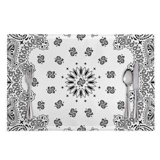 White Paisley Bandana Print Placemat