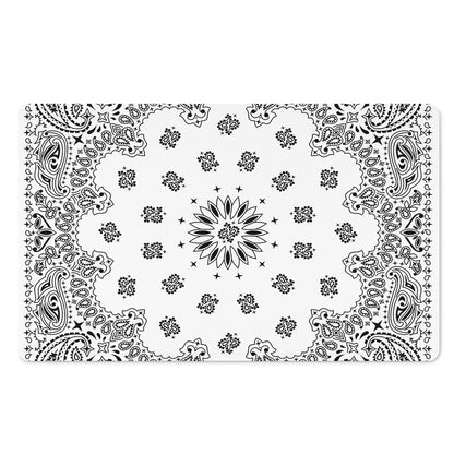 White Paisley Bandana Print Polyester Doormat