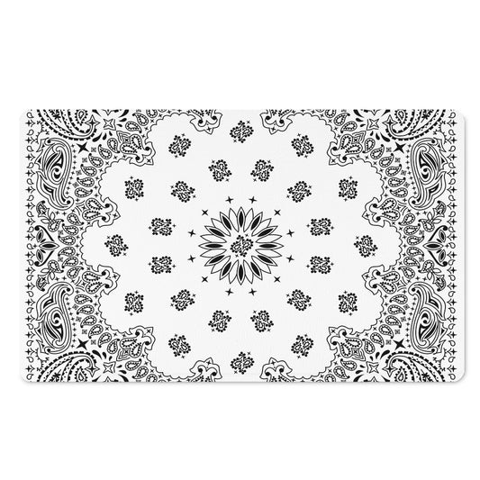 White Paisley Bandana Print Polyester Doormat