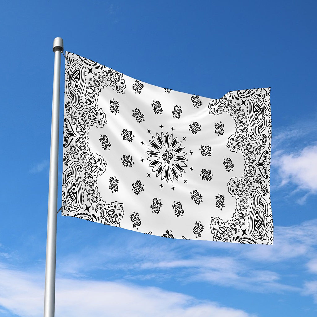 White Paisley Bandana Print Polyester Flag