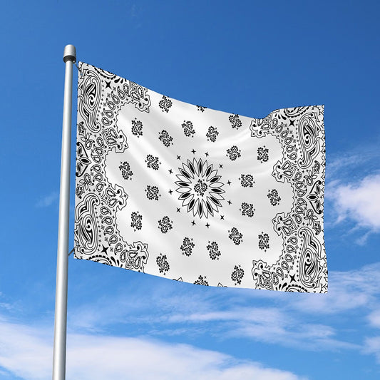 White Paisley Bandana Print Polyester Flag