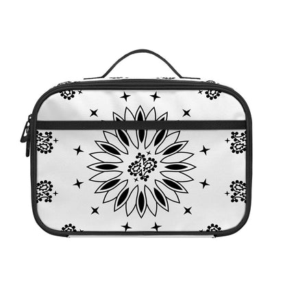 White Paisley Bandana Print Portable Lunch Bag