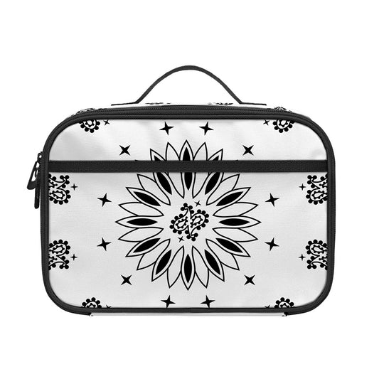 White Paisley Bandana Print Portable Lunch Bag