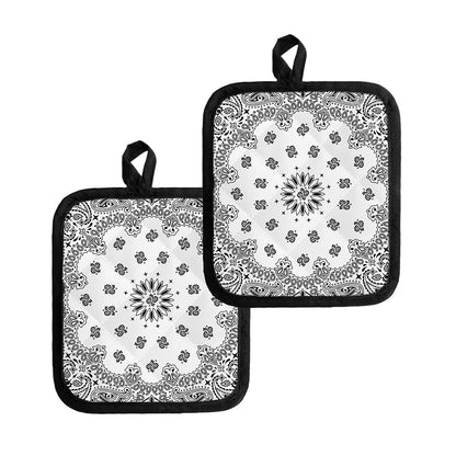 White Paisley Bandana Print Pot Holders