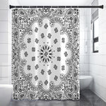 White Paisley Bandana Print Premium Shower Curtain