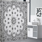 White Paisley Bandana Print Premium Shower Curtain