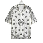 White Paisley Bandana Print Rayon Hawaiian Shirt