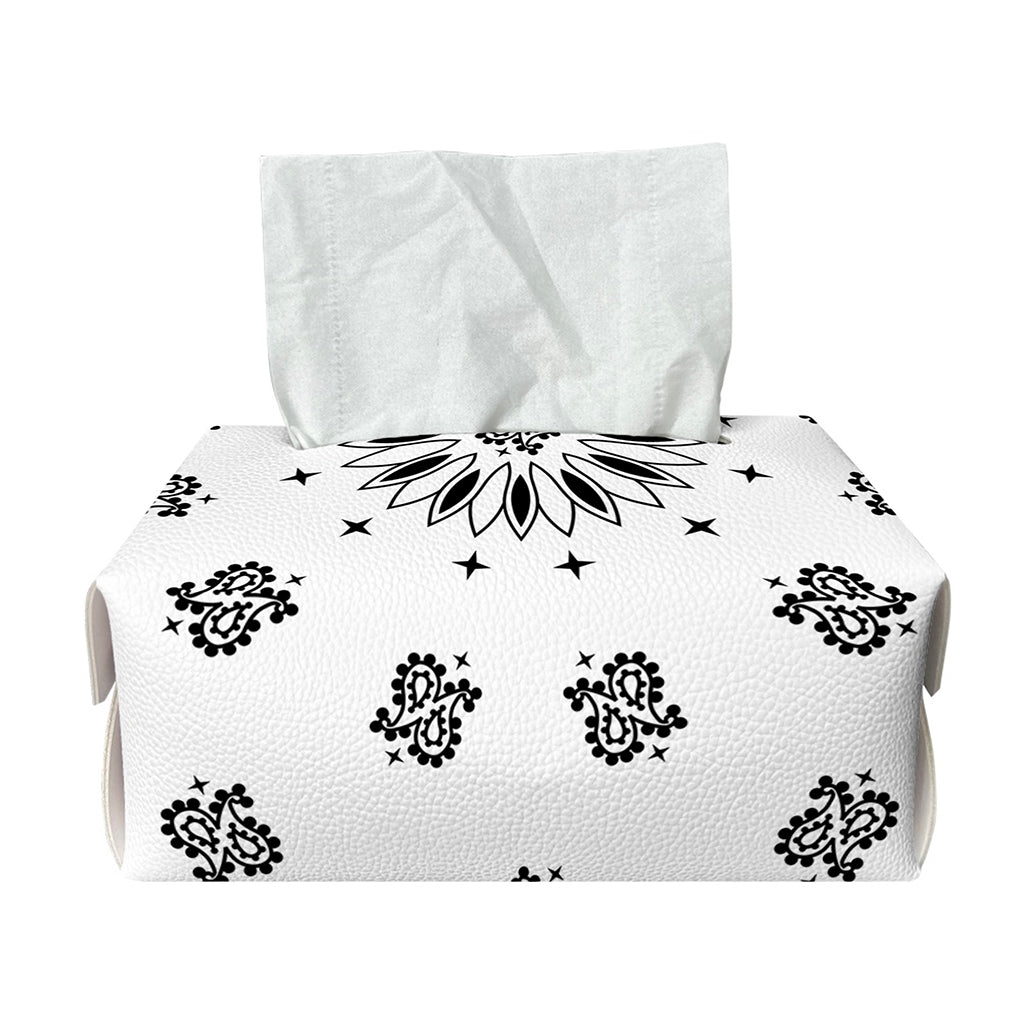 White Paisley Bandana Print Rectangle Tissue Box Cover