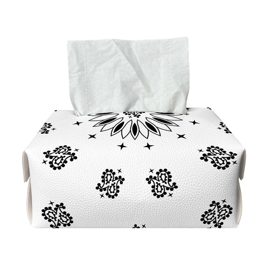 White Paisley Bandana Print Rectangle Tissue Box Cover