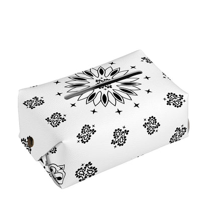 White Paisley Bandana Print Rectangle Tissue Box Cover