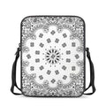 White Paisley Bandana Print Rectangular Crossbody Bag
