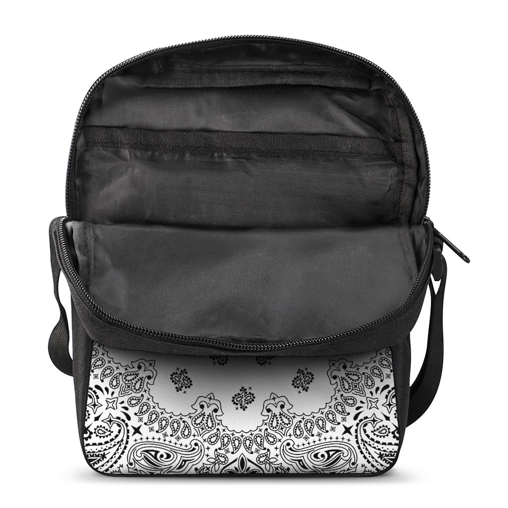 White Paisley Bandana Print Rectangular Crossbody Bag