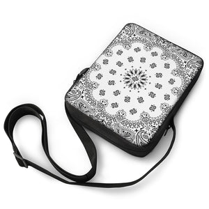 White Paisley Bandana Print Rectangular Crossbody Bag