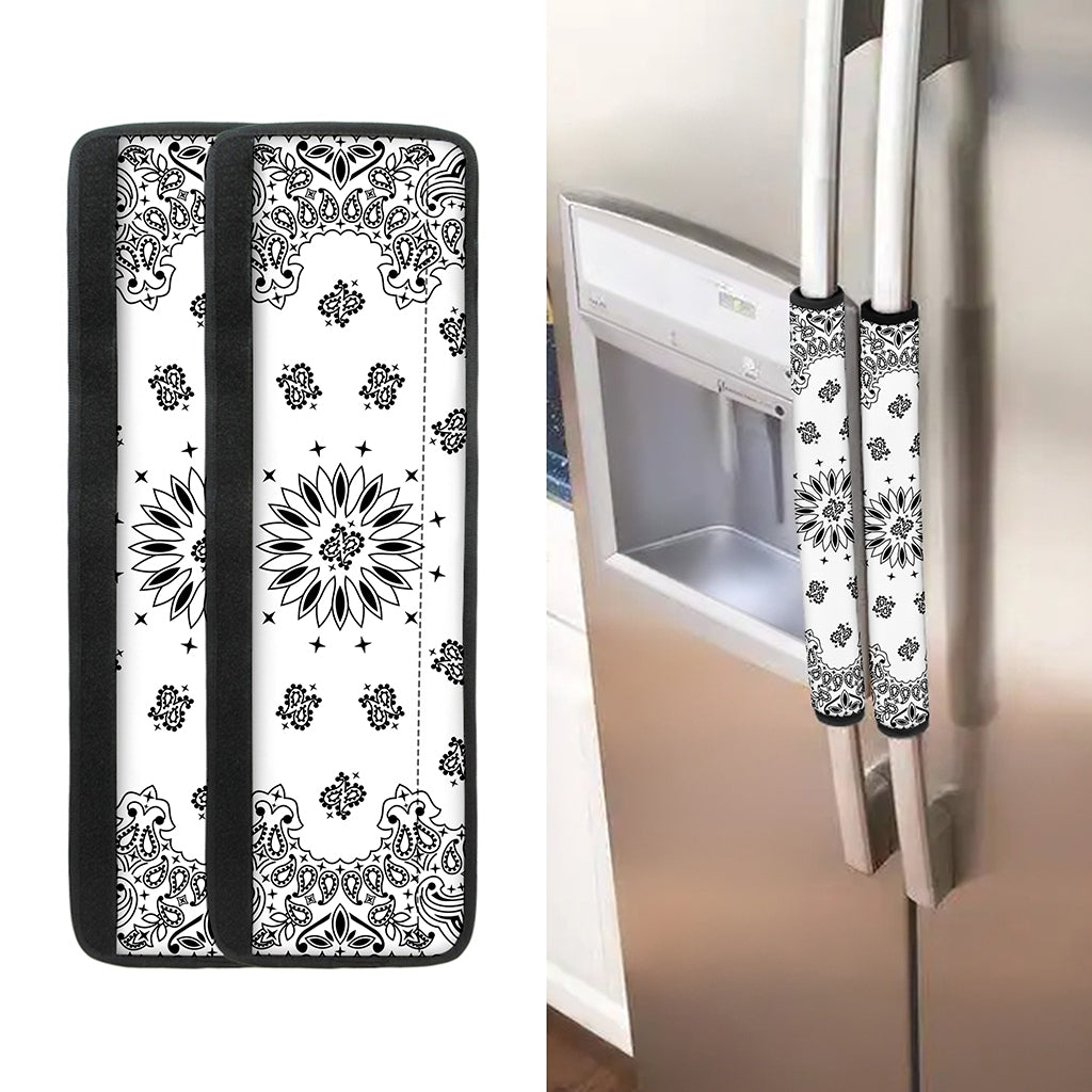 White Paisley Bandana Print Refrigerator Handle Covers