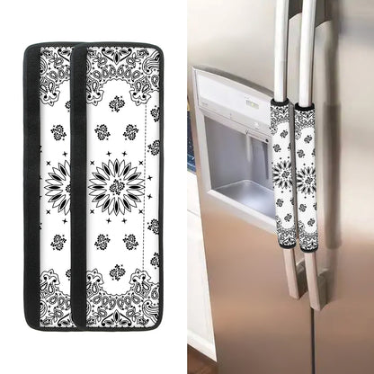 White Paisley Bandana Print Refrigerator Handle Covers