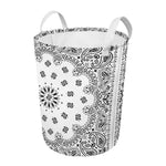 White Paisley Bandana Print Round Laundry Basket