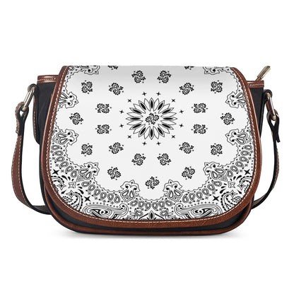 White Paisley Bandana Print Saddle Bag