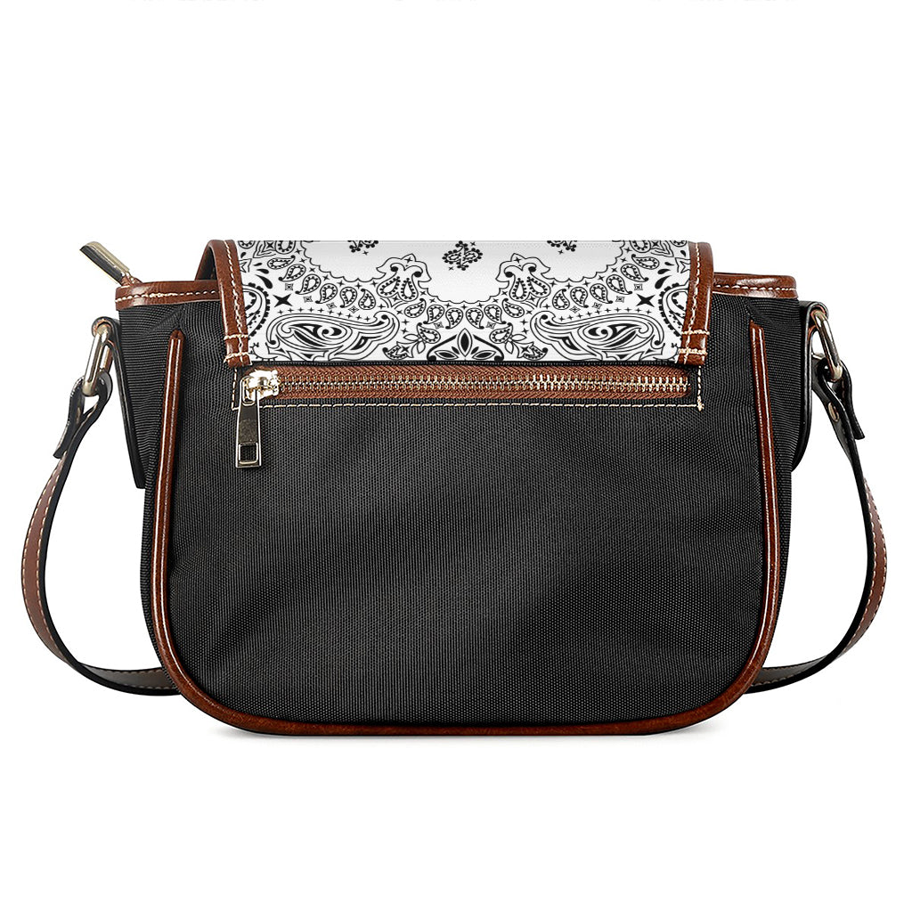 White Paisley Bandana Print Saddle Bag