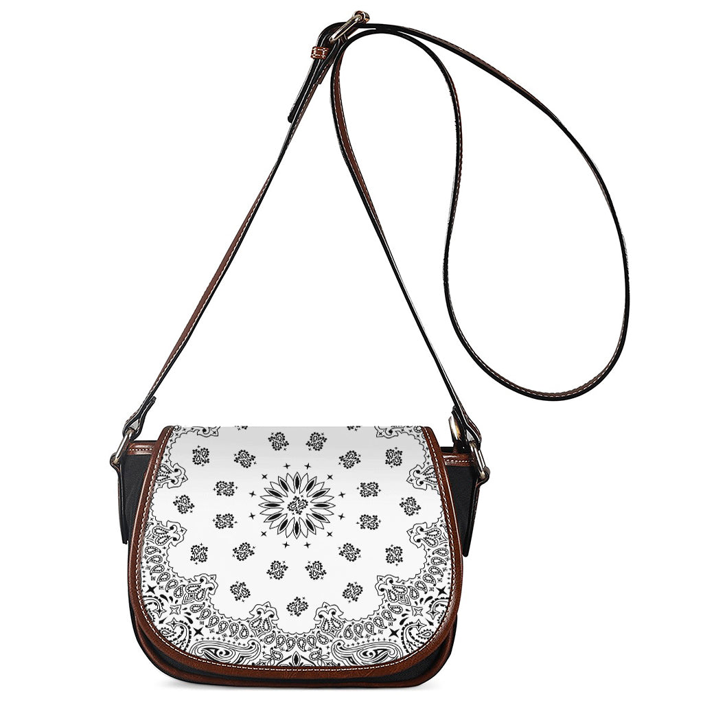White Paisley Bandana Print Saddle Bag
