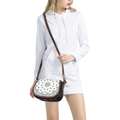 White Paisley Bandana Print Saddle Bag