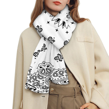 White Paisley Bandana Print Scarf