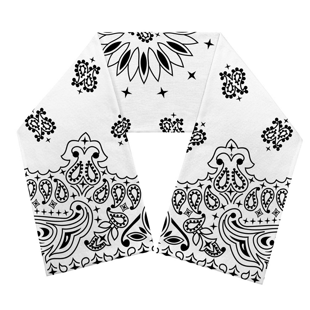 White Paisley Bandana Print Scarf