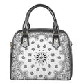 White Paisley Bandana Print Shoulder Handbag