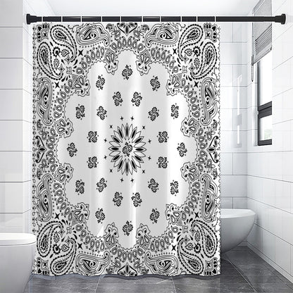 White Paisley Bandana Print Shower Curtain