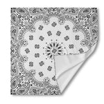 White Paisley Bandana Print Silk Bandana
