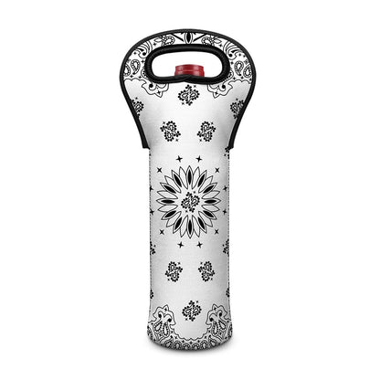 White Paisley Bandana Print Single Neoprene Wine Tote