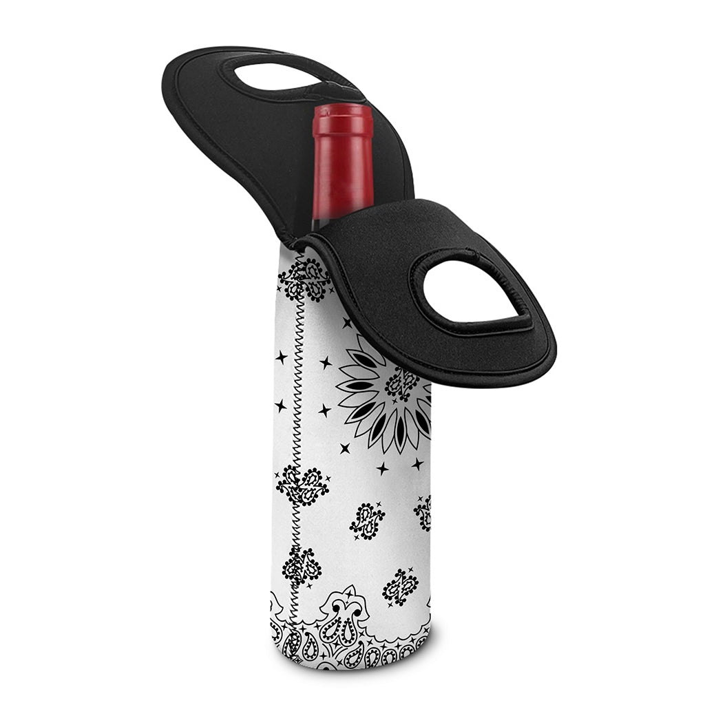 White Paisley Bandana Print Single Neoprene Wine Tote