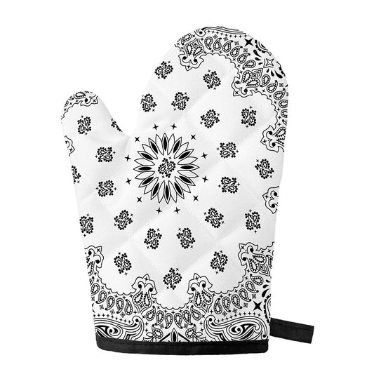 White Paisley Bandana Print Single Oven Mitt
