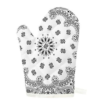 White Paisley Bandana Print Single Oven Mitt