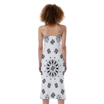 White Paisley Bandana Print Slim Fit Midi Cami Dress