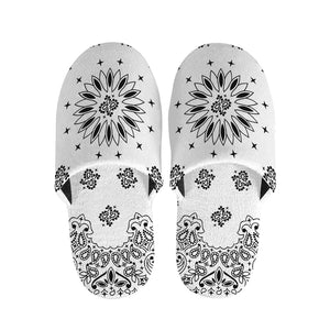 White Paisley Bandana Print Slippers