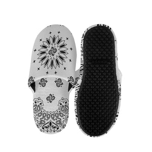 White Paisley Bandana Print Slippers