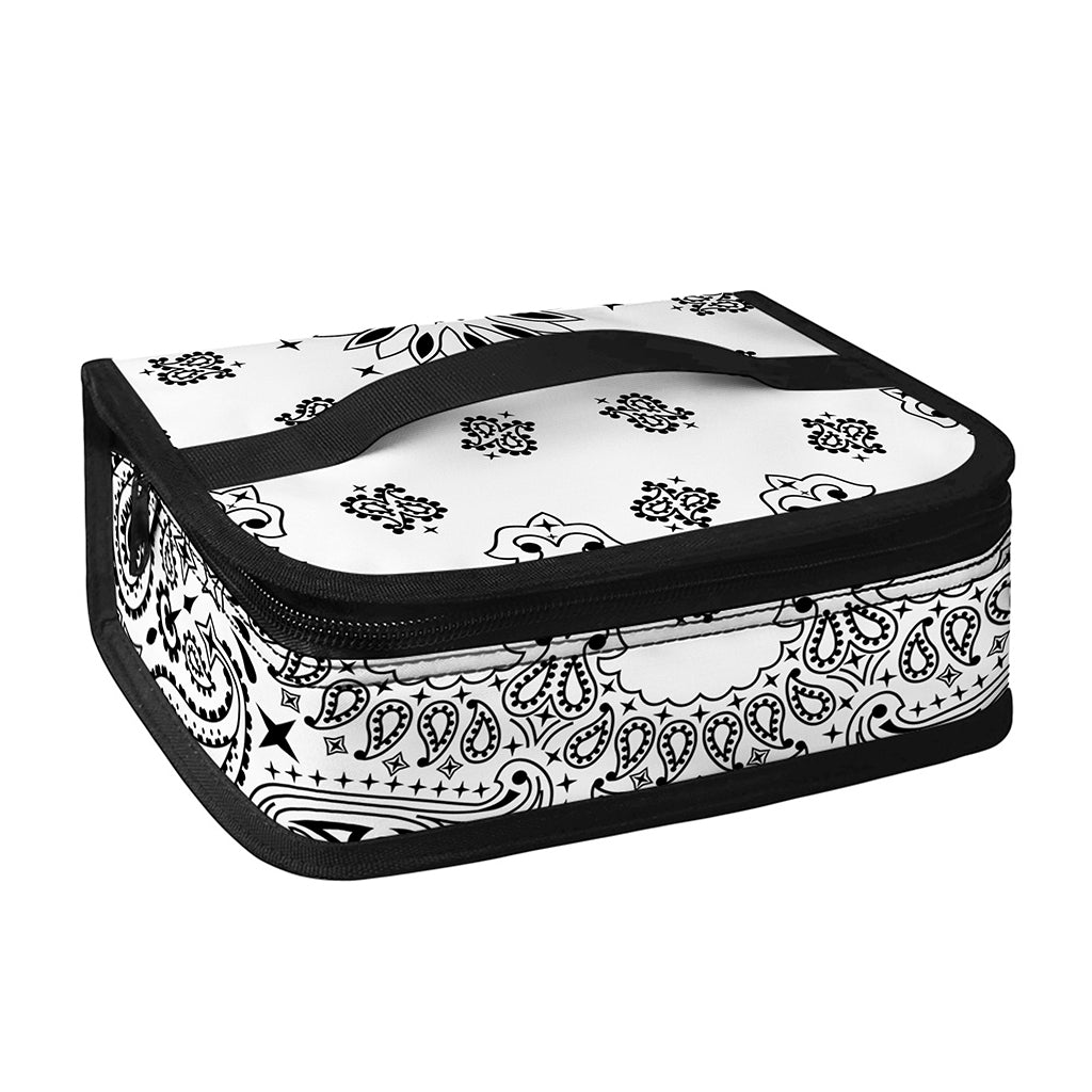 White Paisley Bandana Print Small Lunch Bag