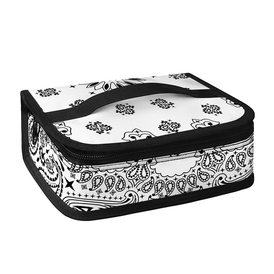 White Paisley Bandana Print Small Lunch Bag
