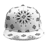White Paisley Bandana Print Snapback Cap