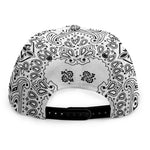White Paisley Bandana Print Snapback Cap