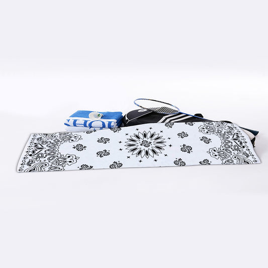White Paisley Bandana Print Sports Towel