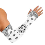 White Paisley Bandana Print Sun Protection Arm Sleeves