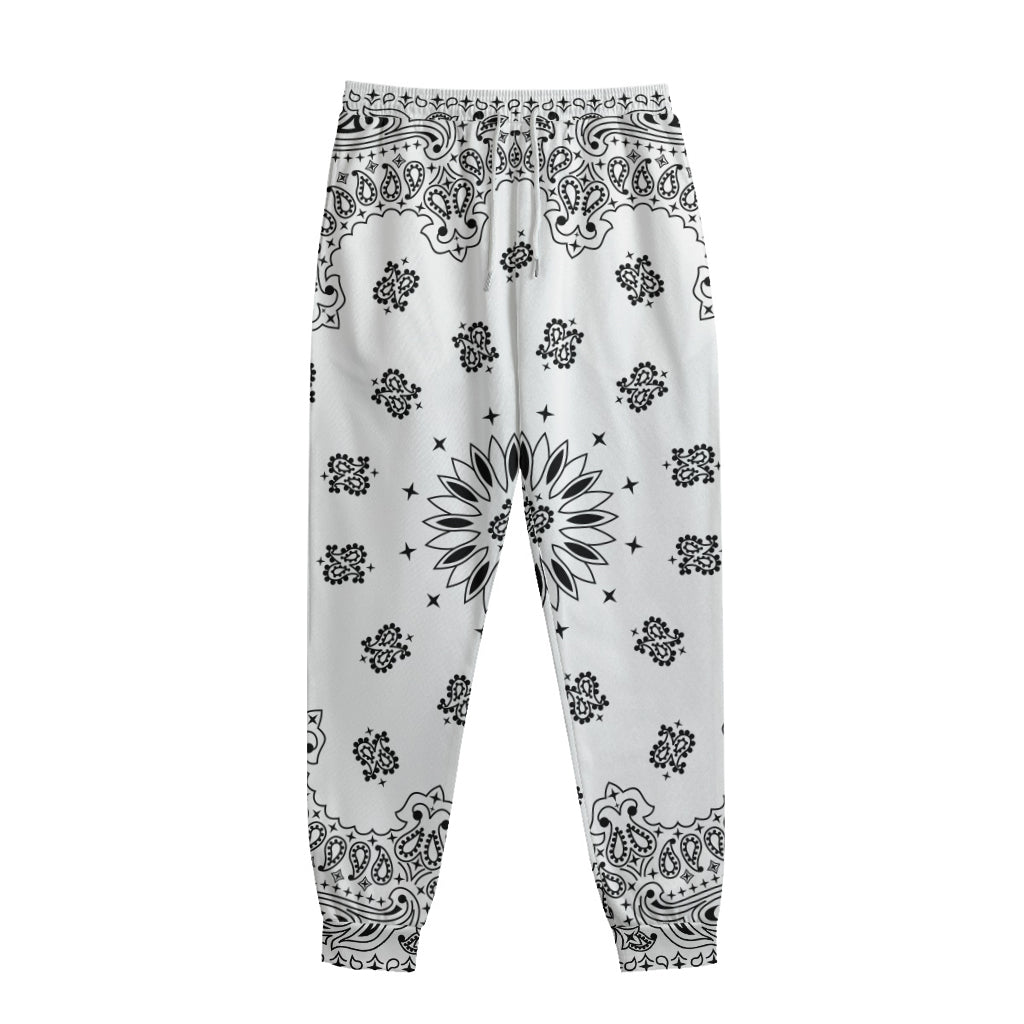 White Paisley Bandana Print Sweatpants