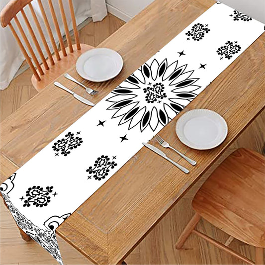 White Paisley Bandana Print Table Runner