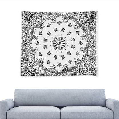 White Paisley Bandana Print Tapestry