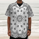 White Paisley Bandana Print Textured Short Sleeve Shirt