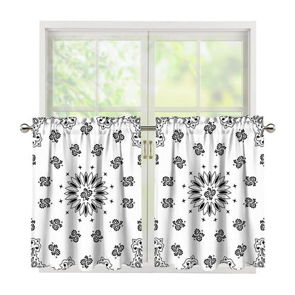 White Paisley Bandana Print Tier Curtains